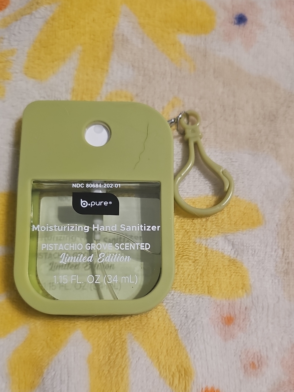 B Pure Pistachio Green Moisturizing Hand Sanitizer Key Holder